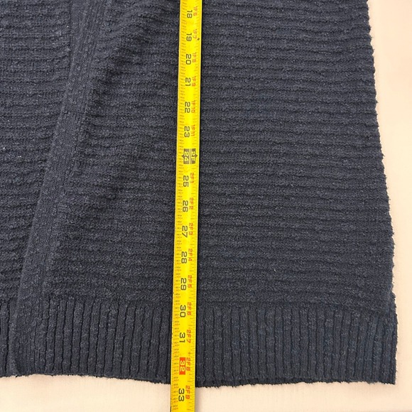 LL Bean Cardigan Sweater Womens 2X Navy Blue 100% Cotton Textured Open Front - Picture 6 of 6